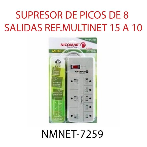 NMNET 7259 SUPRESOR DE PICOS DE 8 SALIDAS REF. MULTINET 15A 10 min